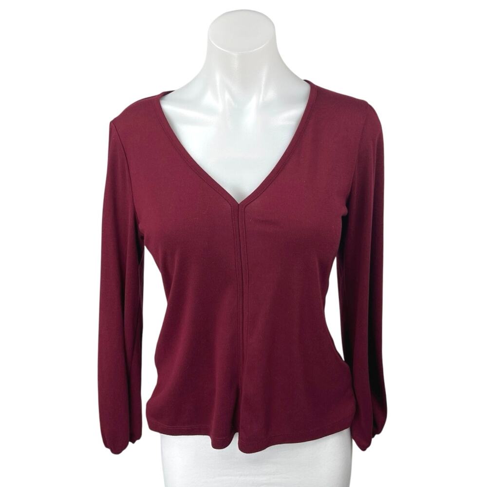 J.Crew Women's Red Long Sleeve V-Neck Casual Pullover Blouse T Shirt Tee Top S
